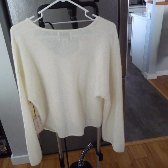 LAURA ASHLEY IVORY CASHMERE OVERSIZED WIDE SLEEVES CARDIGAN PEARL BUTTONS XL NEW - Picture 2 of 9